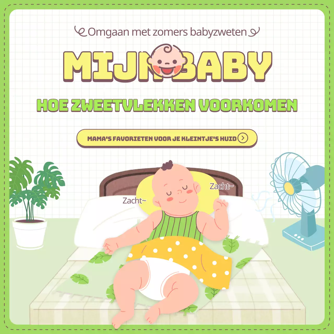 Tips om babyblootstelling te voorkomen en aanbevelingen voor opvoedingsartikelen, geïllustreerd in lichtgroen en geel.