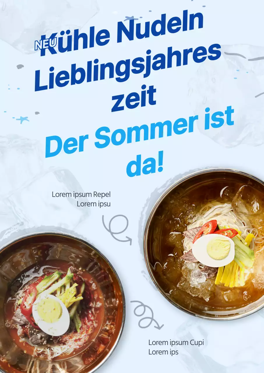 Blaues, kühles Sommer-Rasiereis neues Menü-Poster