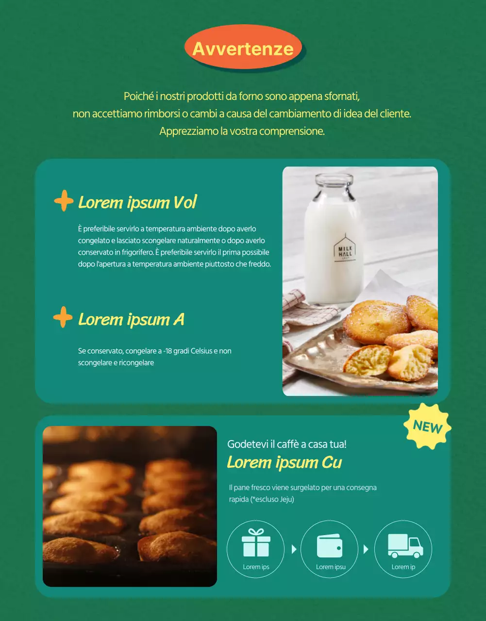 Vendere madeleine preconfezionate con sfondo verde