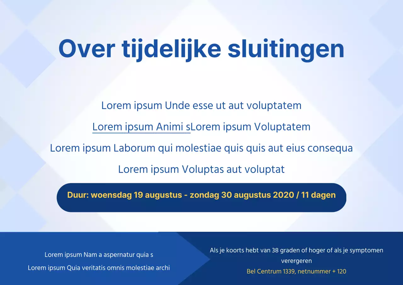 Tijdelijke sluitingen