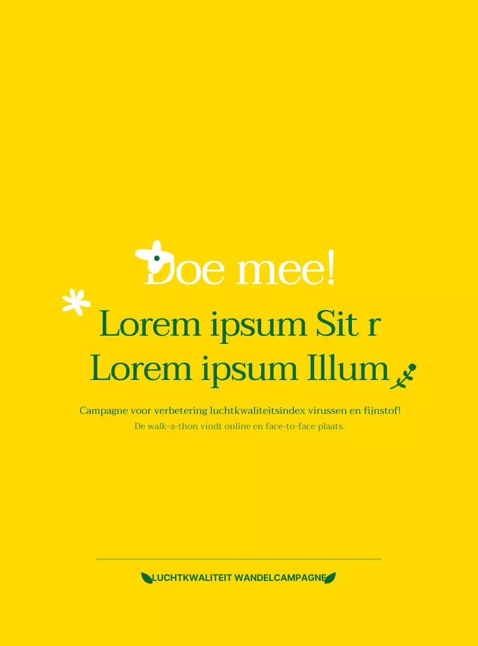 Informatie over en promotie van de campagne voor een schone, groene en gele wandelstijl