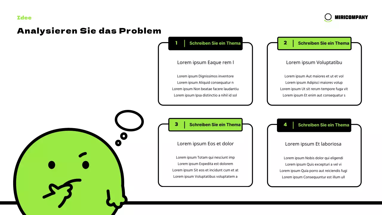 Niedliche Figuren in Chartreuse und ein klares Layout