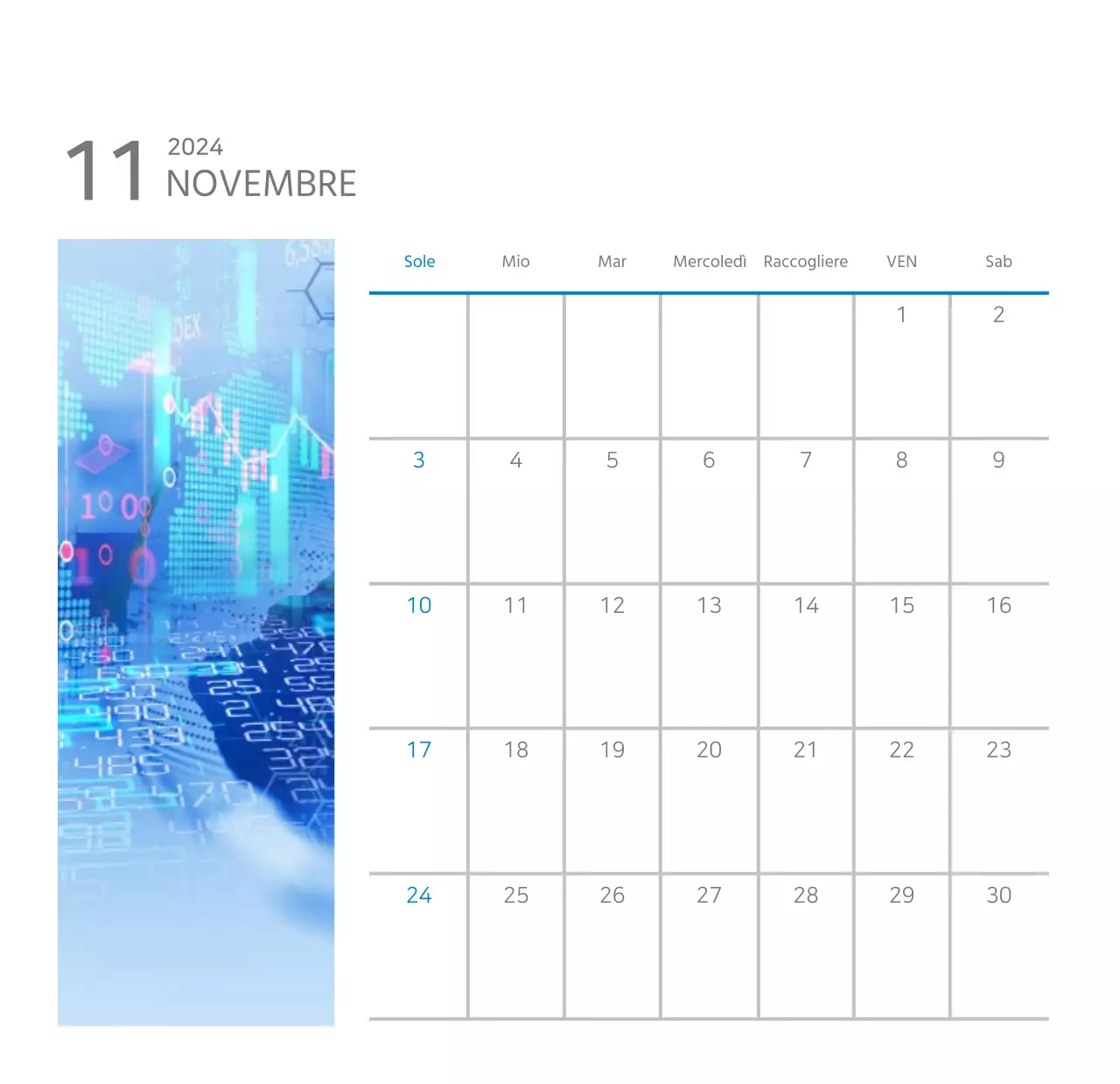 Calendario aziendale bianco e pulito