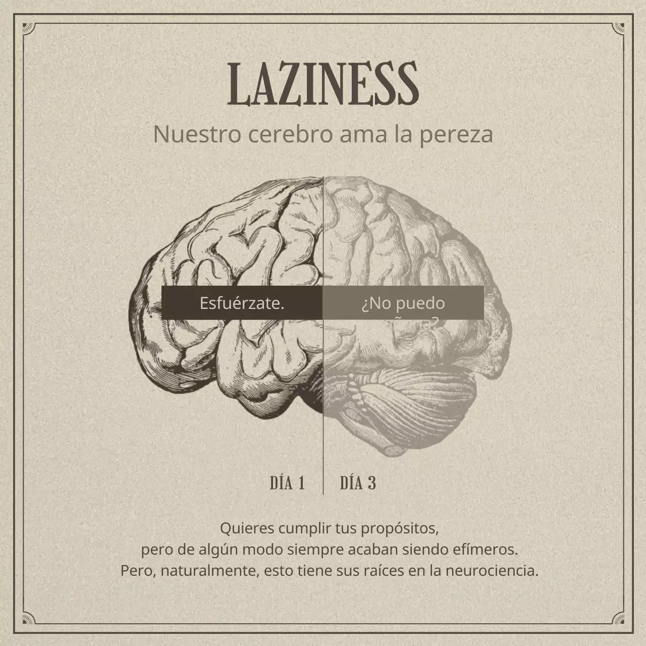 Neurociencia y pereza en un concepto de ilustración beige y realista