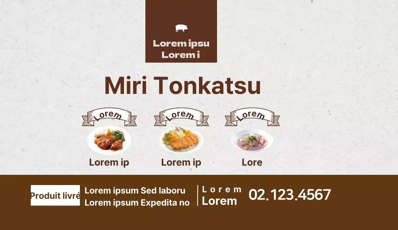 Design promotionnel propre au restaurant tonkatsu avec des accents bruns