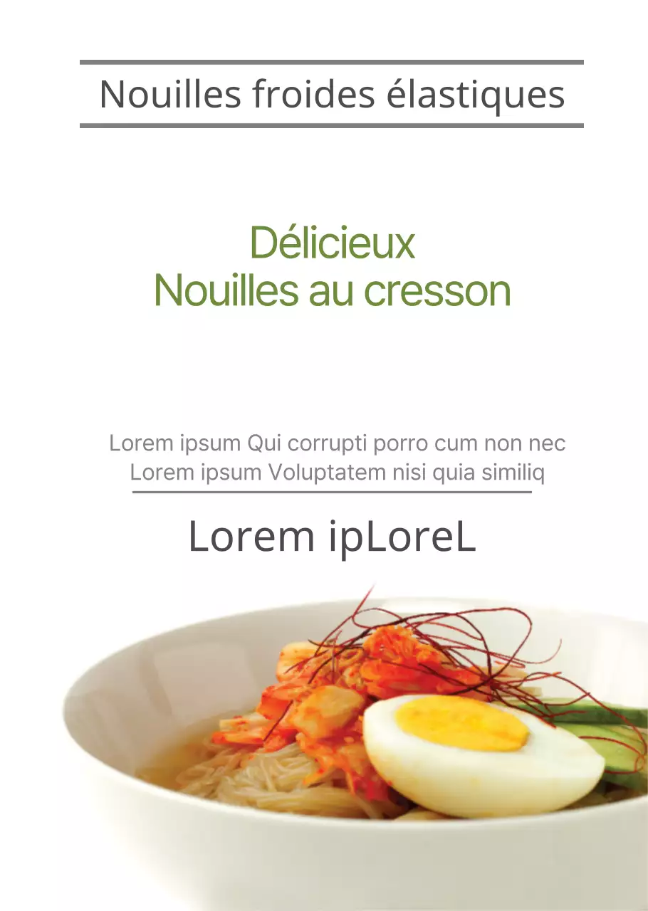 Affiche transparente simple pour un restaurant de nouilles au cresson