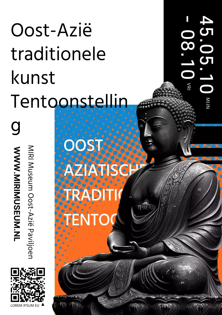 Museumtentoonstelling van moderne Oost-Aziatische traditionele kunst in wit blackpoint