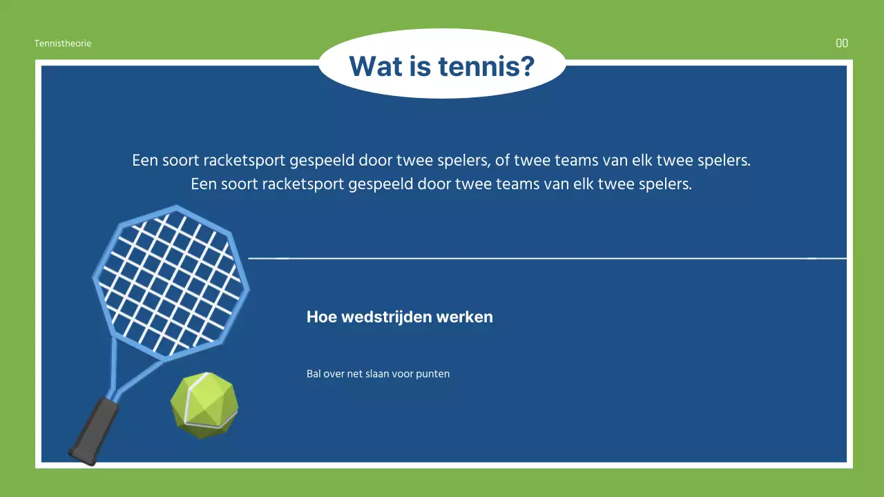 Groen en Blauw Sport Fundamentals Theorie Uitgelegd Middelbare School Presentatie