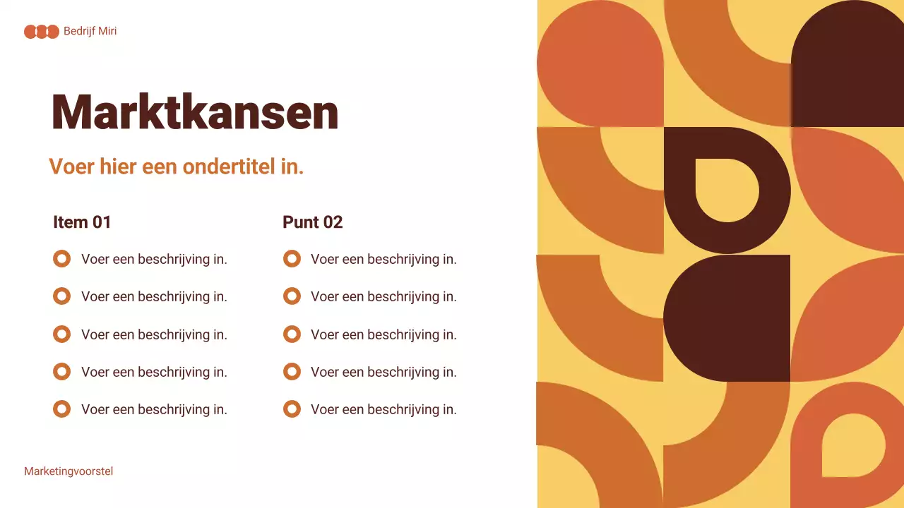 oranje samenvatting marketingdocument