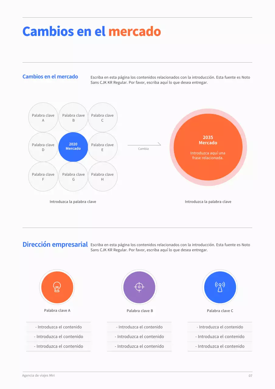 Plan de empresa anual de concepto limpio en azul y naranja