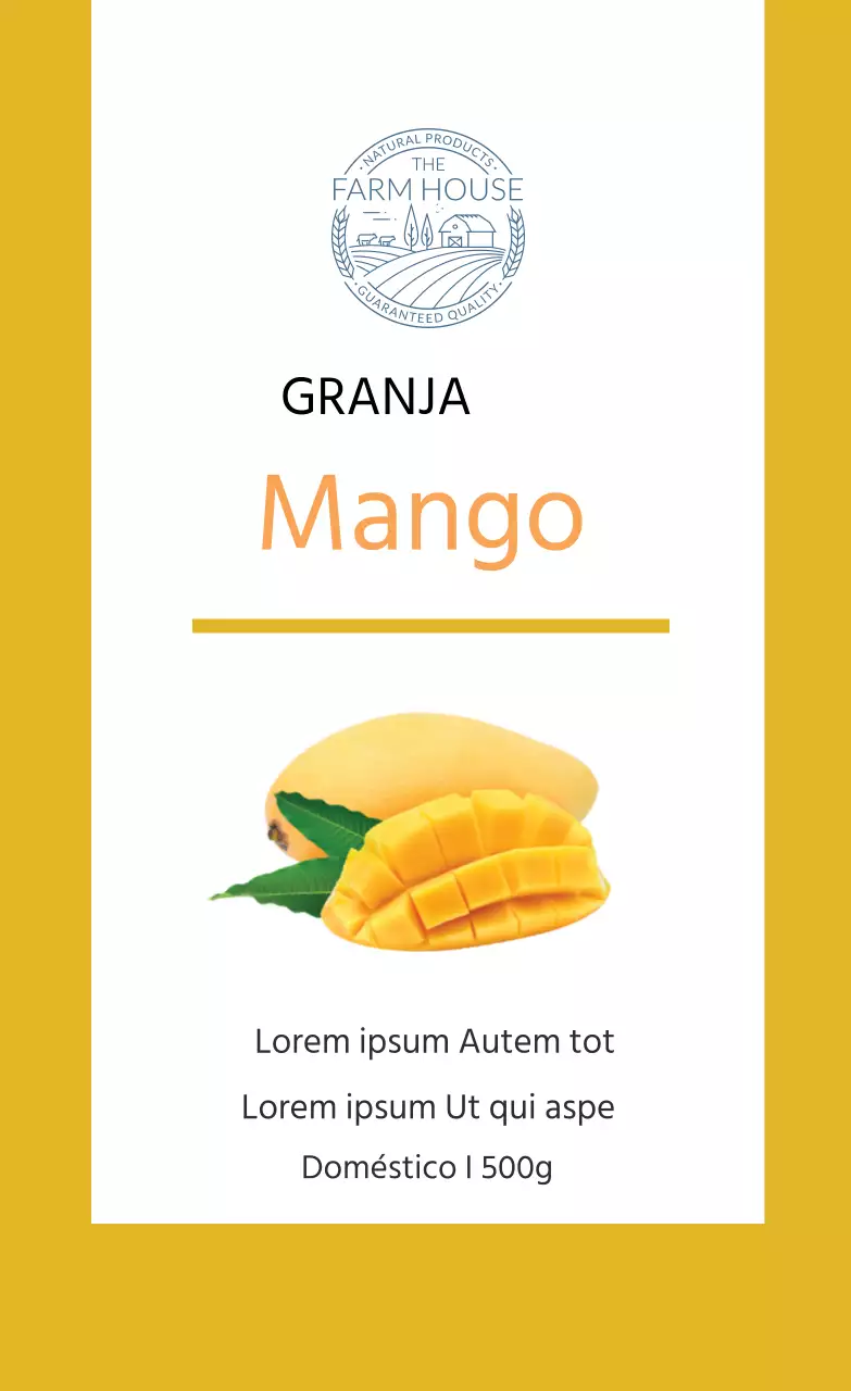 Etiqueta de productos de mango