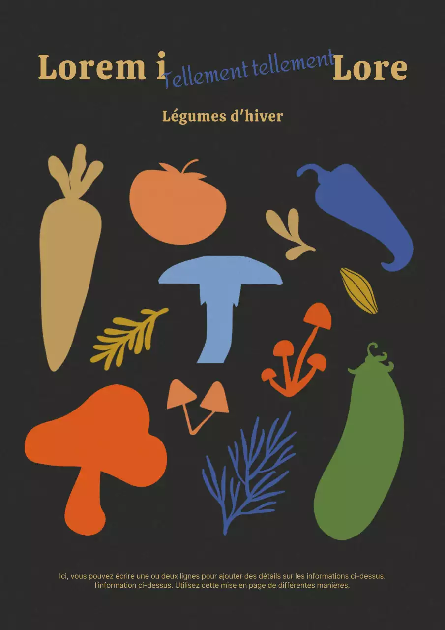 Une affiche colorée pour une épicerie biologique dans les tons orange-bleu-vert.