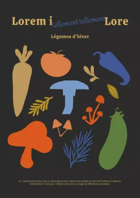 Une affiche colorée pour une épicerie biologique dans les tons orange-bleu-vert.