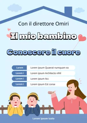 Manifesto promozionale di un evento dell'Istituto di psicologia infantile in tonalità blu.