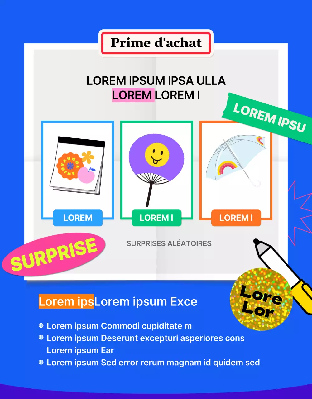 Page de détails de l'autocollant bleu