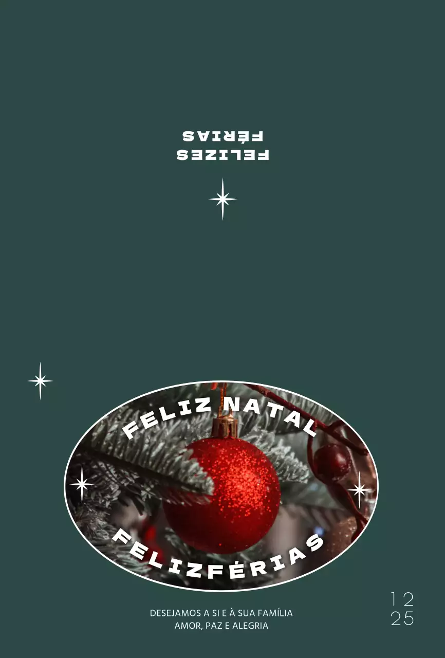 Cartão postal de Natal com fotografia de Natal turquesa