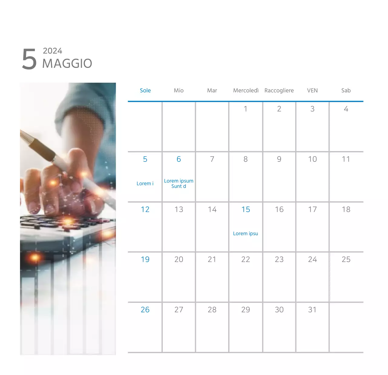 Calendario aziendale bianco e pulito