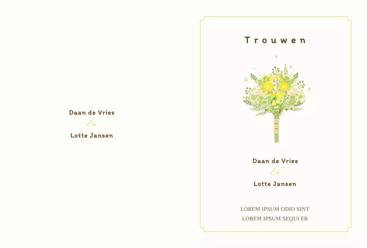 Witte eenvoudige boeket illustratie briefkaart voor huwelijksuitnodigingen