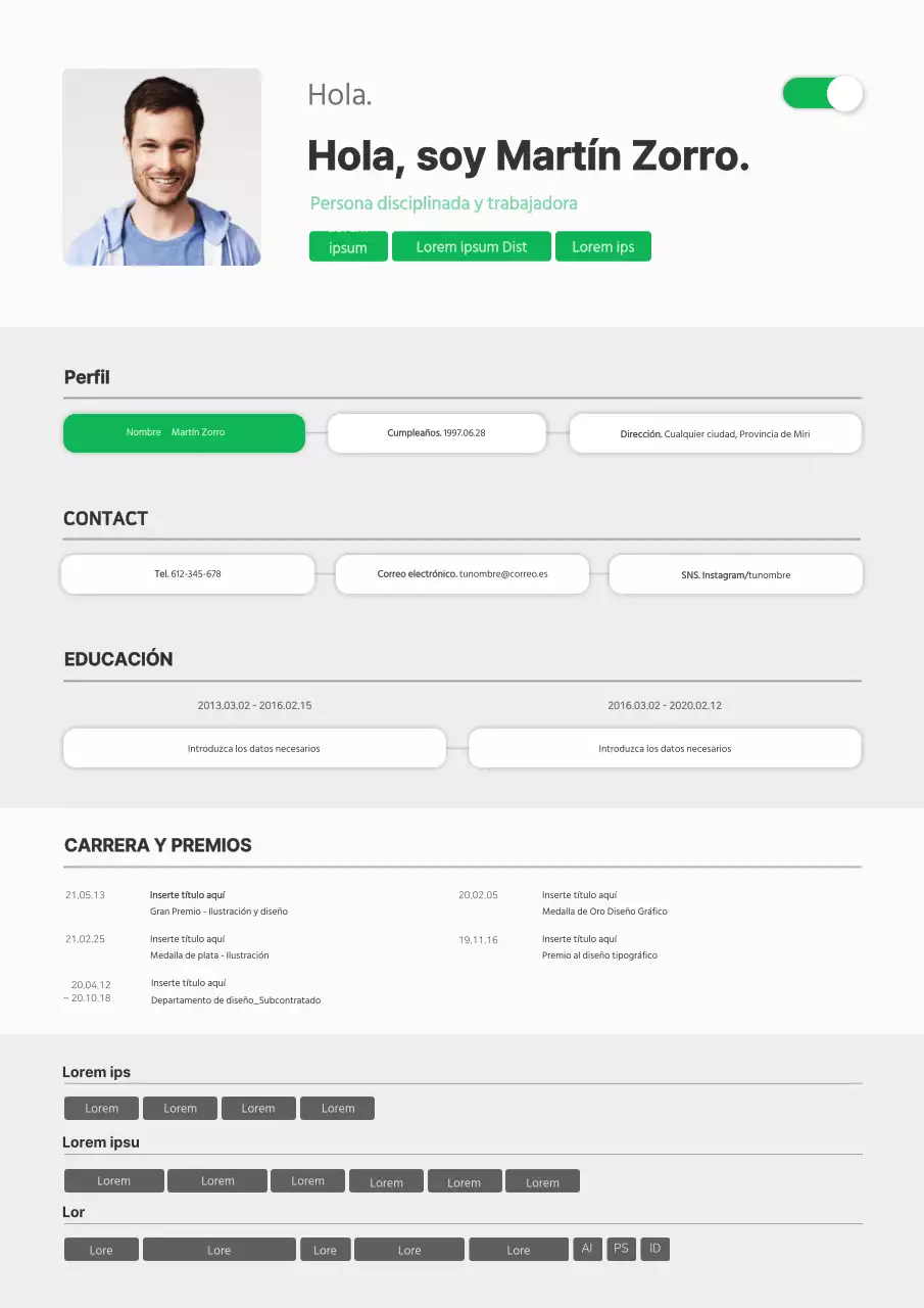 Concepto de interfaz de usuario limpia en gris y verde