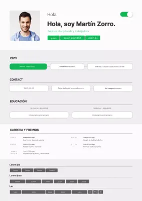 Concepto de interfaz de usuario limpia en gris y verde