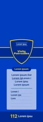 Panneau de patrouille de porte à porte de la police, de style simple et épuré, en bleu vif et bleu marine.