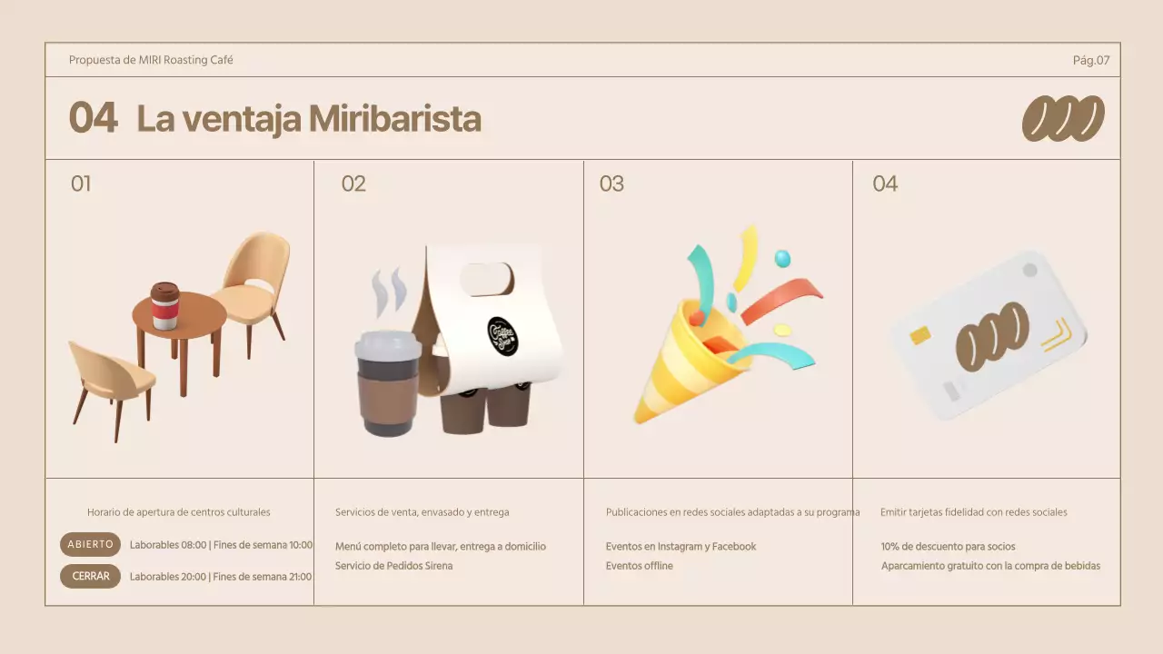 Marrón Ilustración 3D Retro Concept Cafe Propuesta para un Café