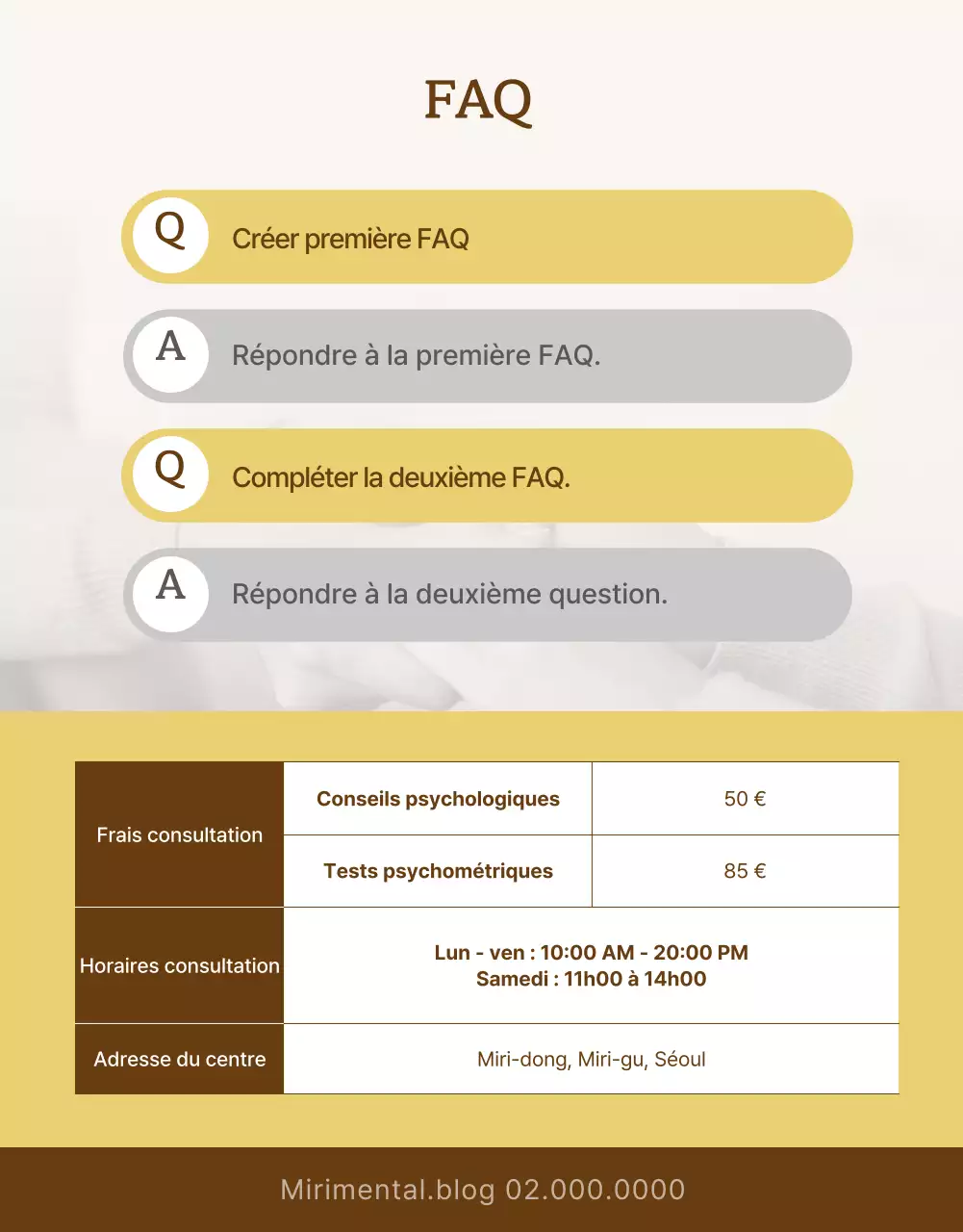 Conseils psychologiques détaillés dans des couleurs douces