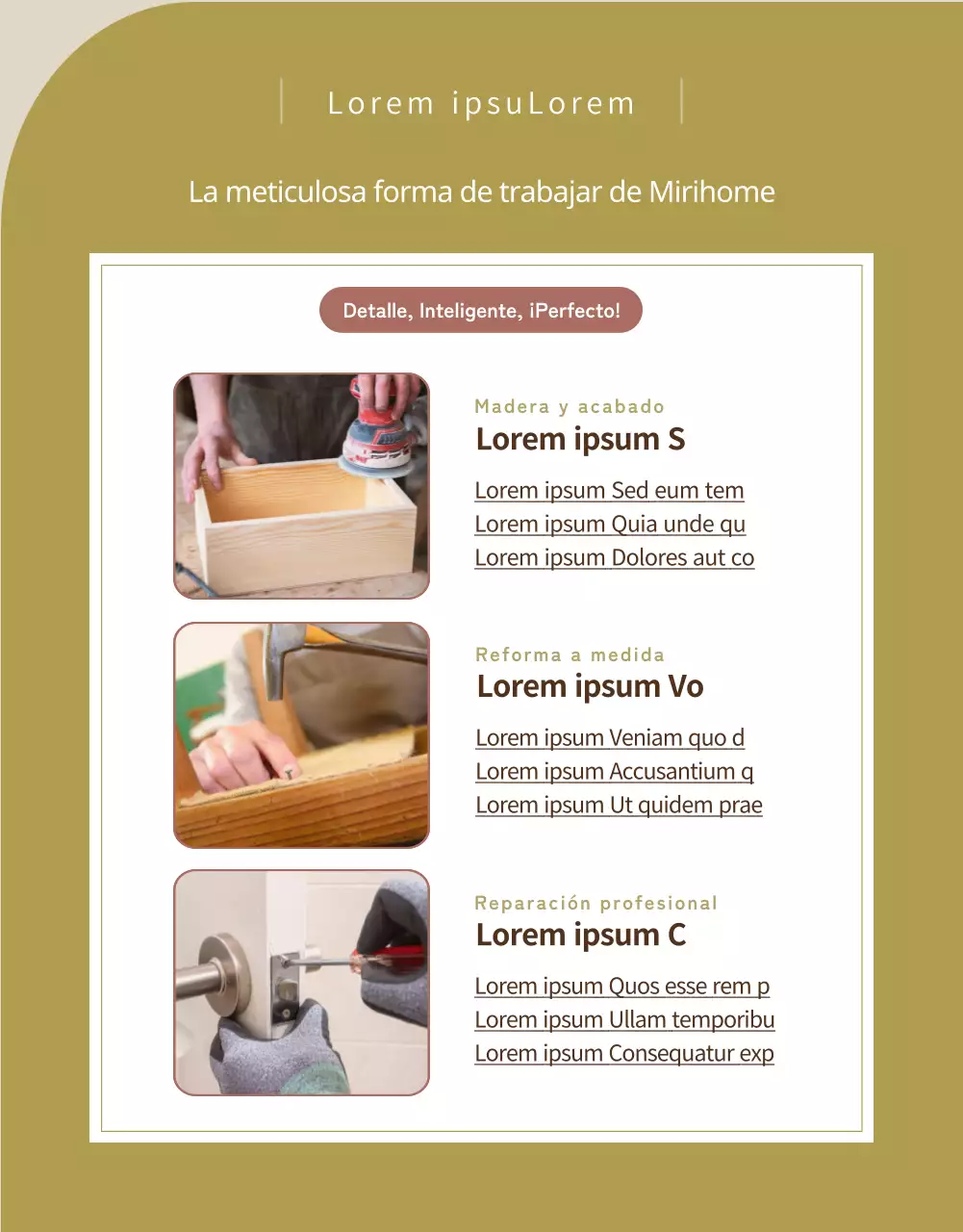 Promueva una reparación de muebles cálida y lujosa en rosa pastel (página de detalles)