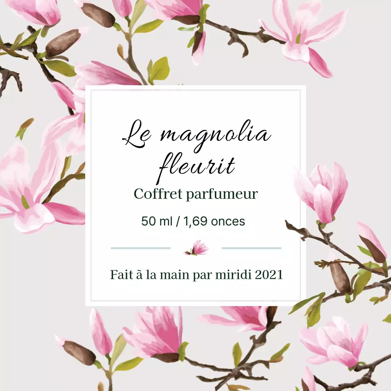 Étiquette de parfum vintage avec illustration grise