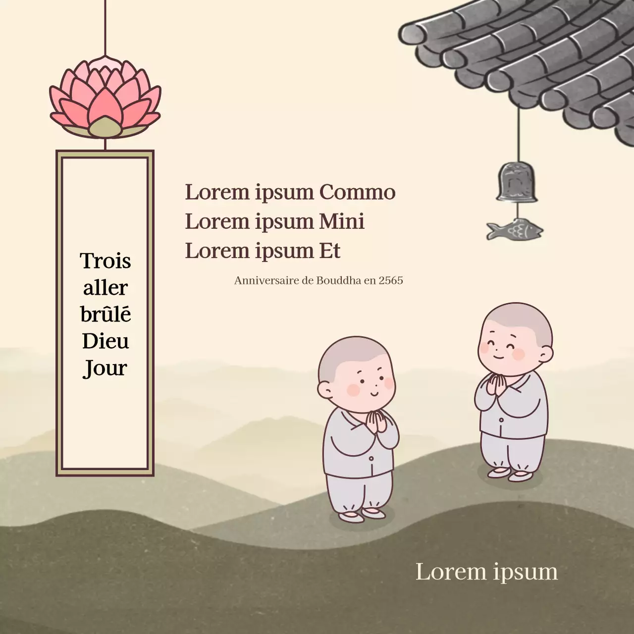 Libellé de l'anniversaire de Bouddha sur fond beige