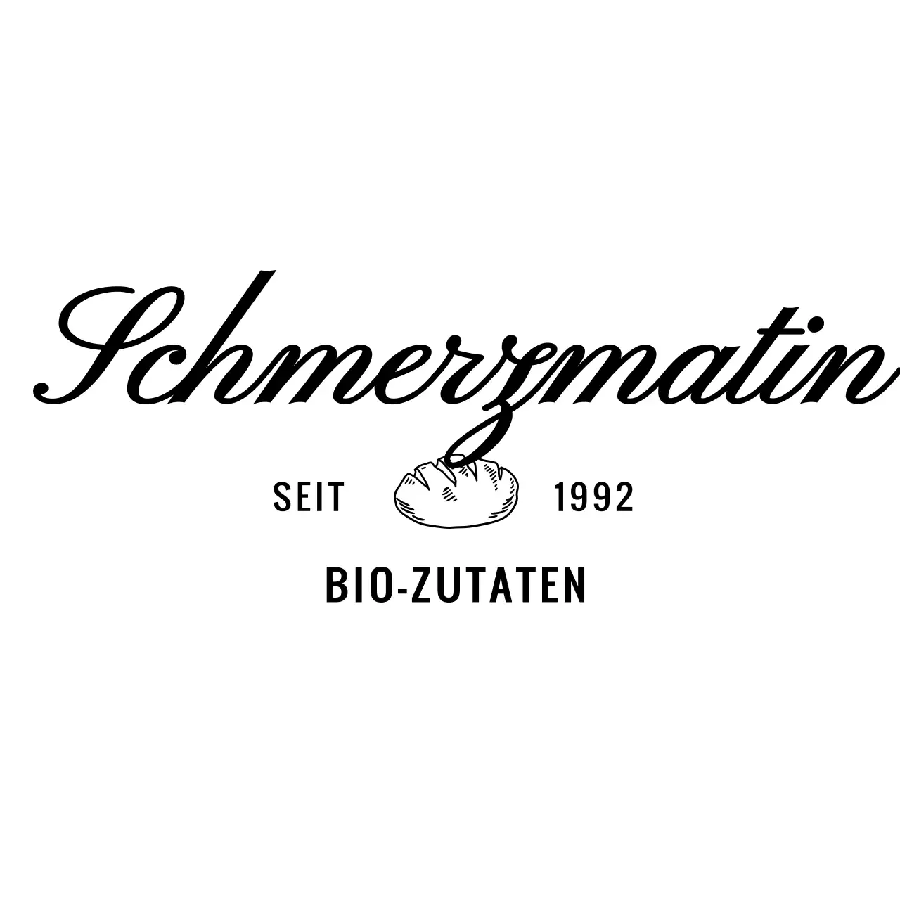 Brotladen-Design mit schwarzer, stilvoller Kursivschrift und Text