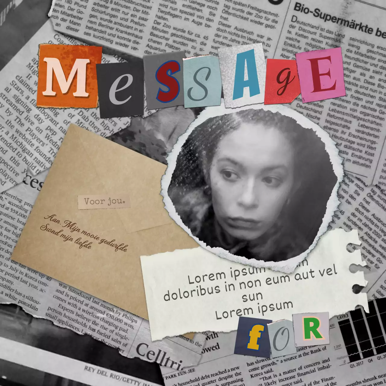 Dagboekbundel met een vervaagde vintage collage look