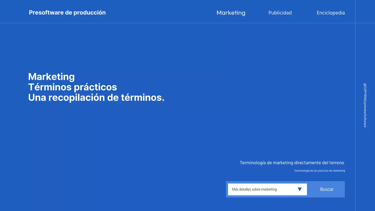 Promover los términos básicos de la práctica del marketing azul y blanco