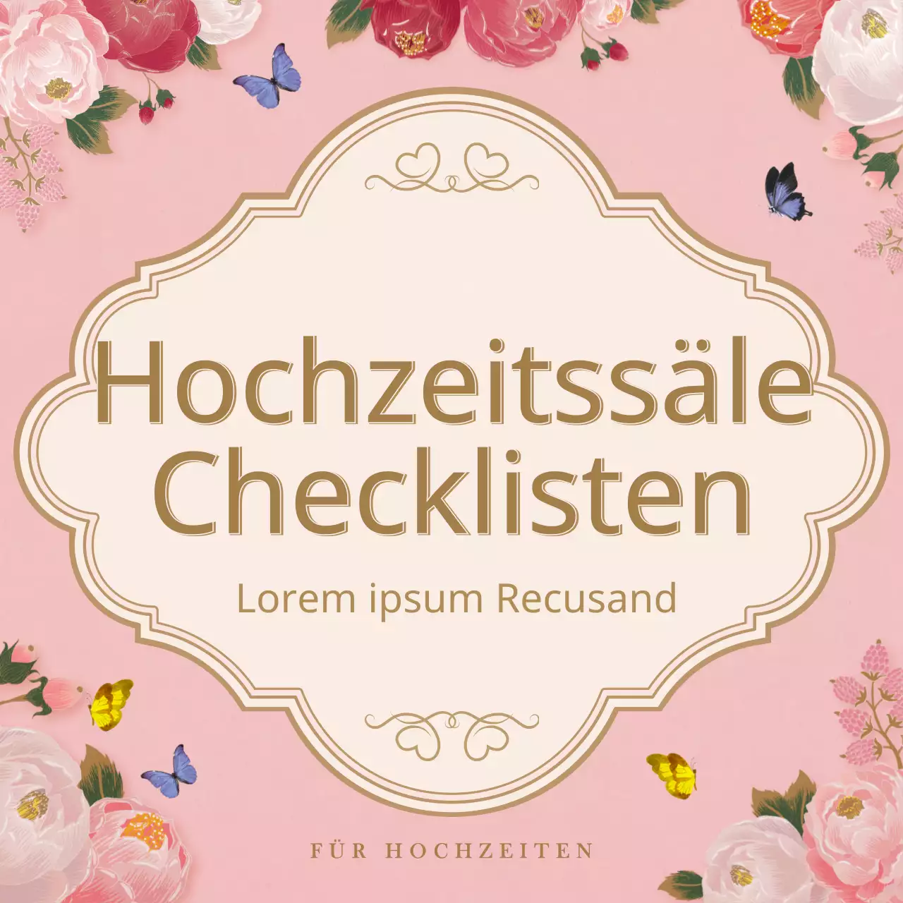 Eine Checkliste für die Hochzeitslocation mit rosa und beigen Frühlingsblumenillustrationen