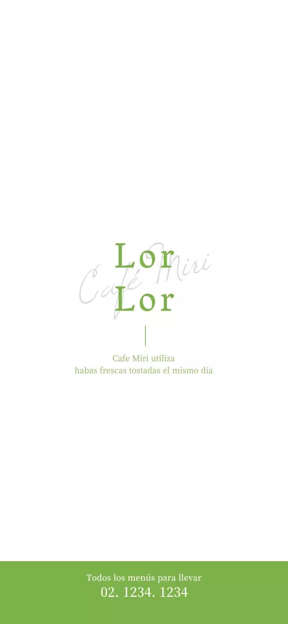 Un menú de cafetería sencillo y limpio, con precios en chartreuse y blanco