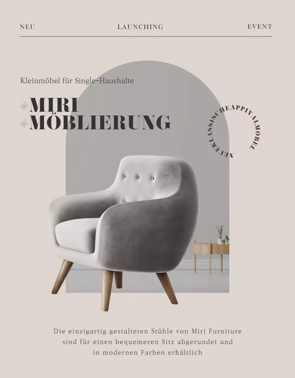 Moderne Möbel in warmen Brauntönen Event-Details