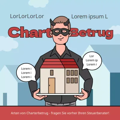 Leitfaden für Charterbetrug mit blau-roten Illustrationen