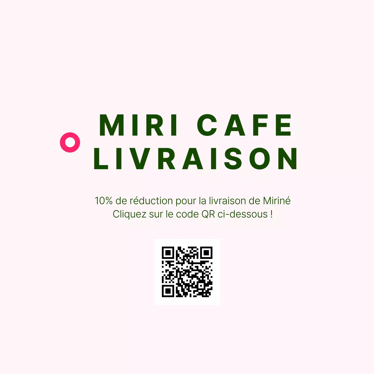 Autocollant pour café de livraison avec fond rose et code QR