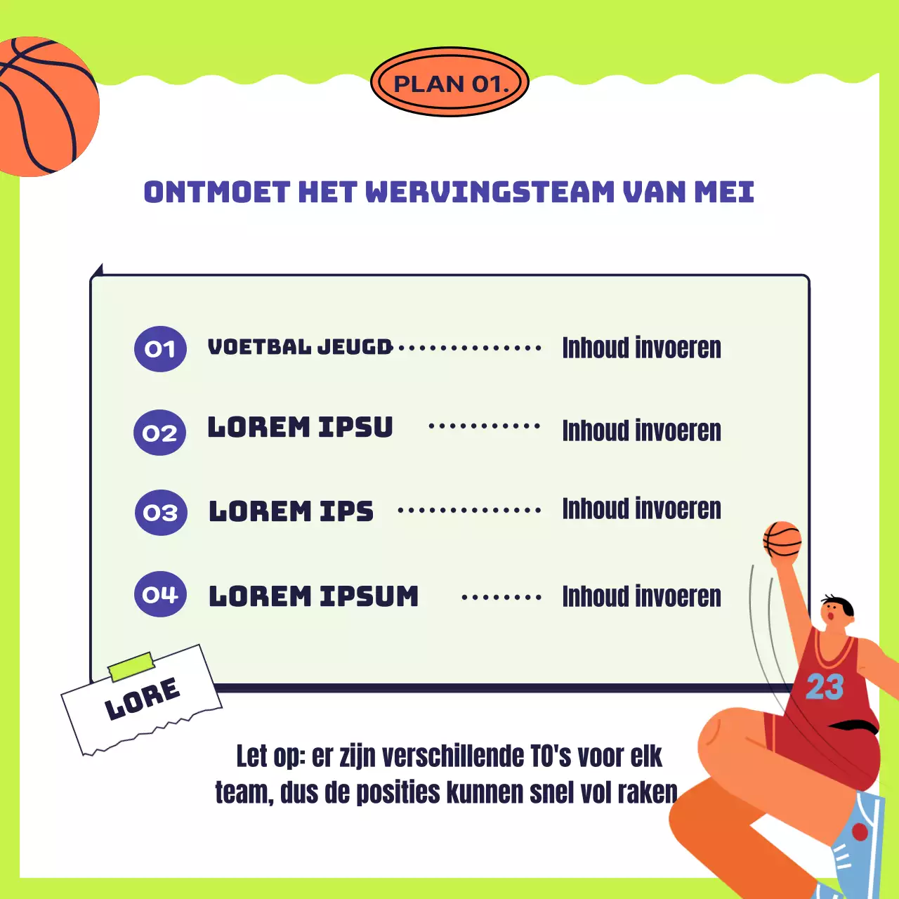 Het blauw met gele mollige sportcentrum is op zoek naar leden.