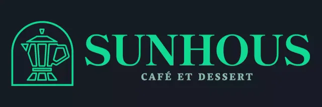 Logo du symbole de la cafetière en vert et blanc, simple et moderne, pour le personnel d'un café