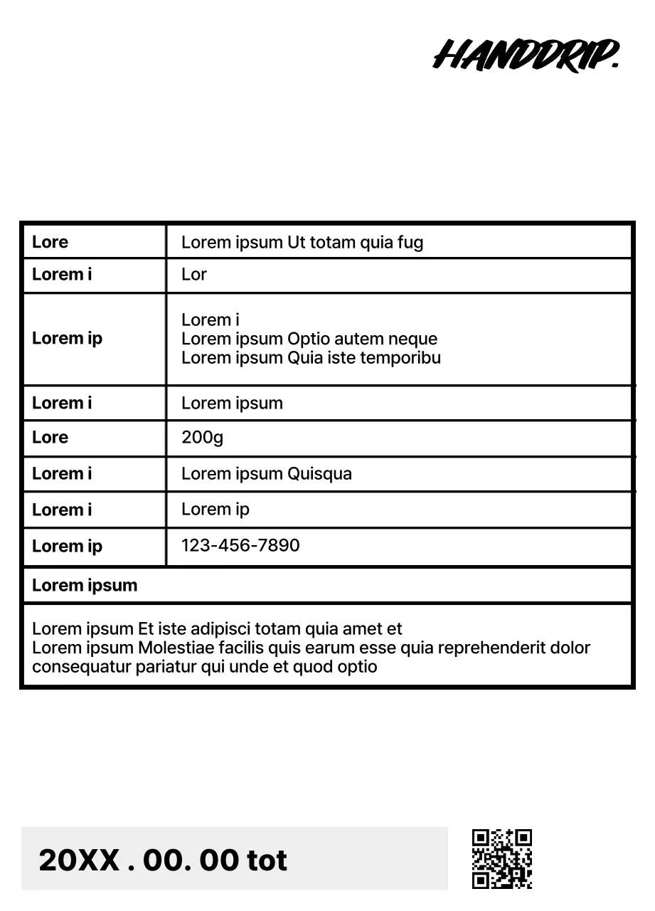 Ontwerp met bonenbeschrijvingen geaccentueerd met zwarte, ruwe handgeschreven tekst