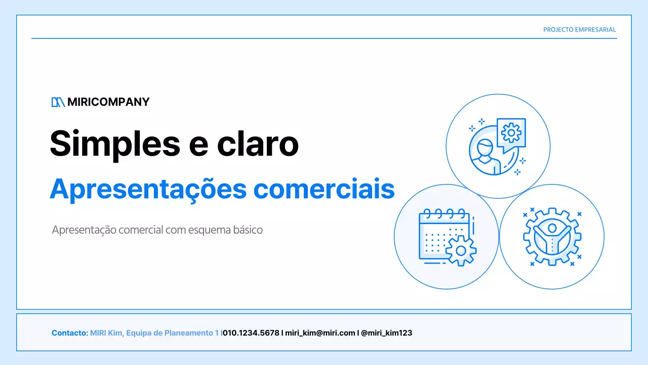 Um plano de negócios simples em branco e azul