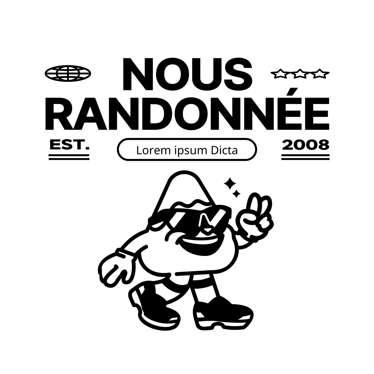 T-shirt de groupe d'alpinistes avec personnage de montagne à la hanche