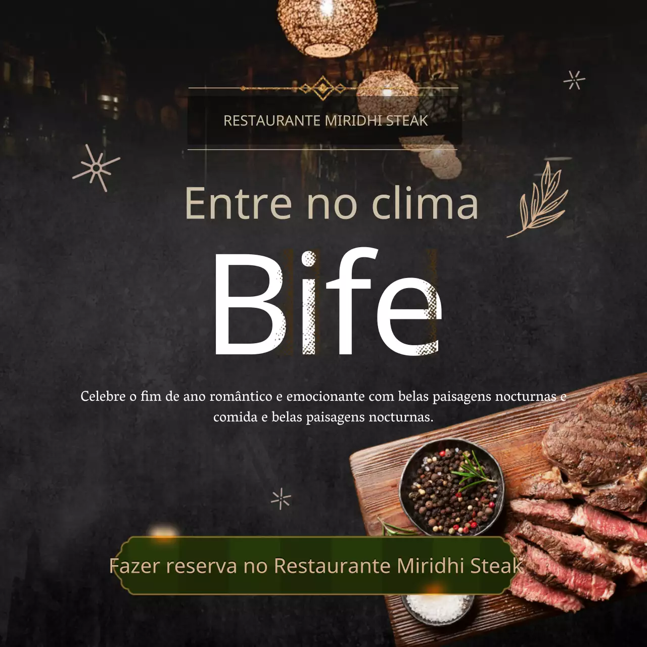 Reservar um restaurante de bifes festivos a preto e branco