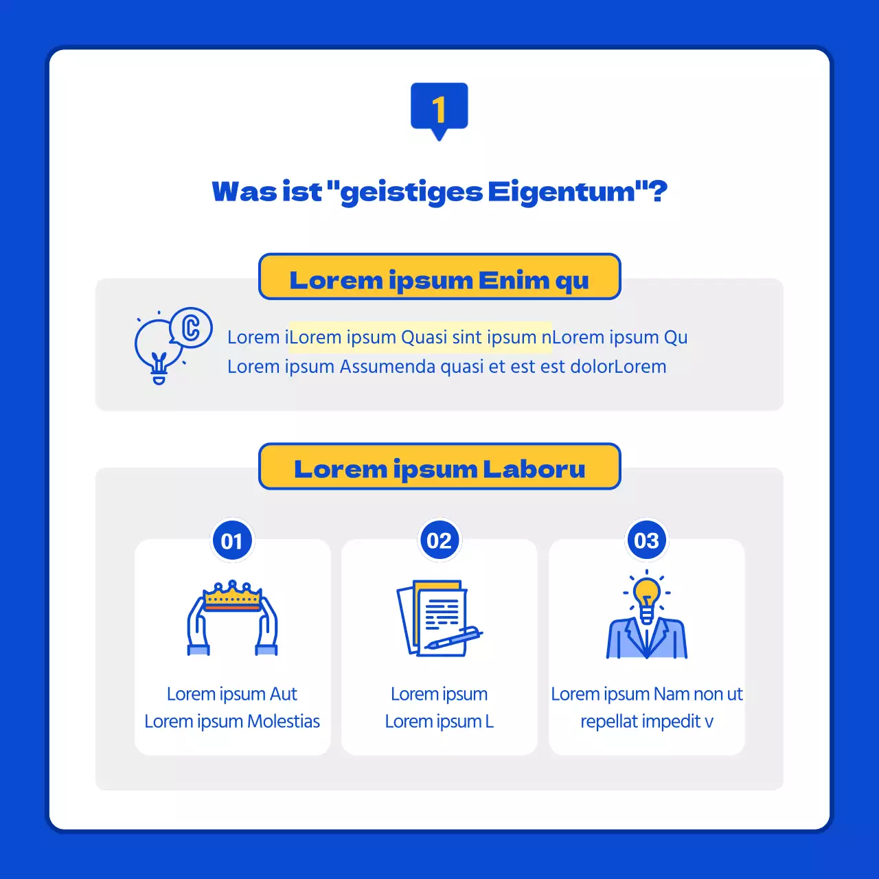 Die Erforschung von blauem und orangefarbenem geistigem Eigentum