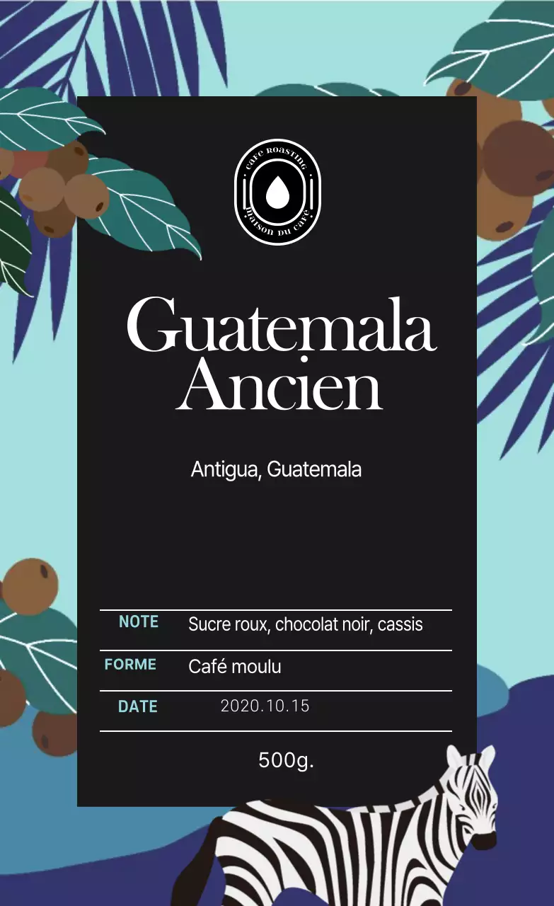 Illustration café étiquette haricot 03