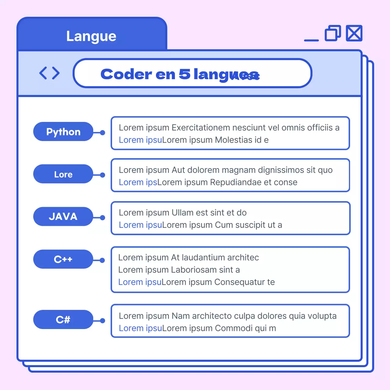 Explorer les langages de programmation à forte saturation en bleu et en rose
