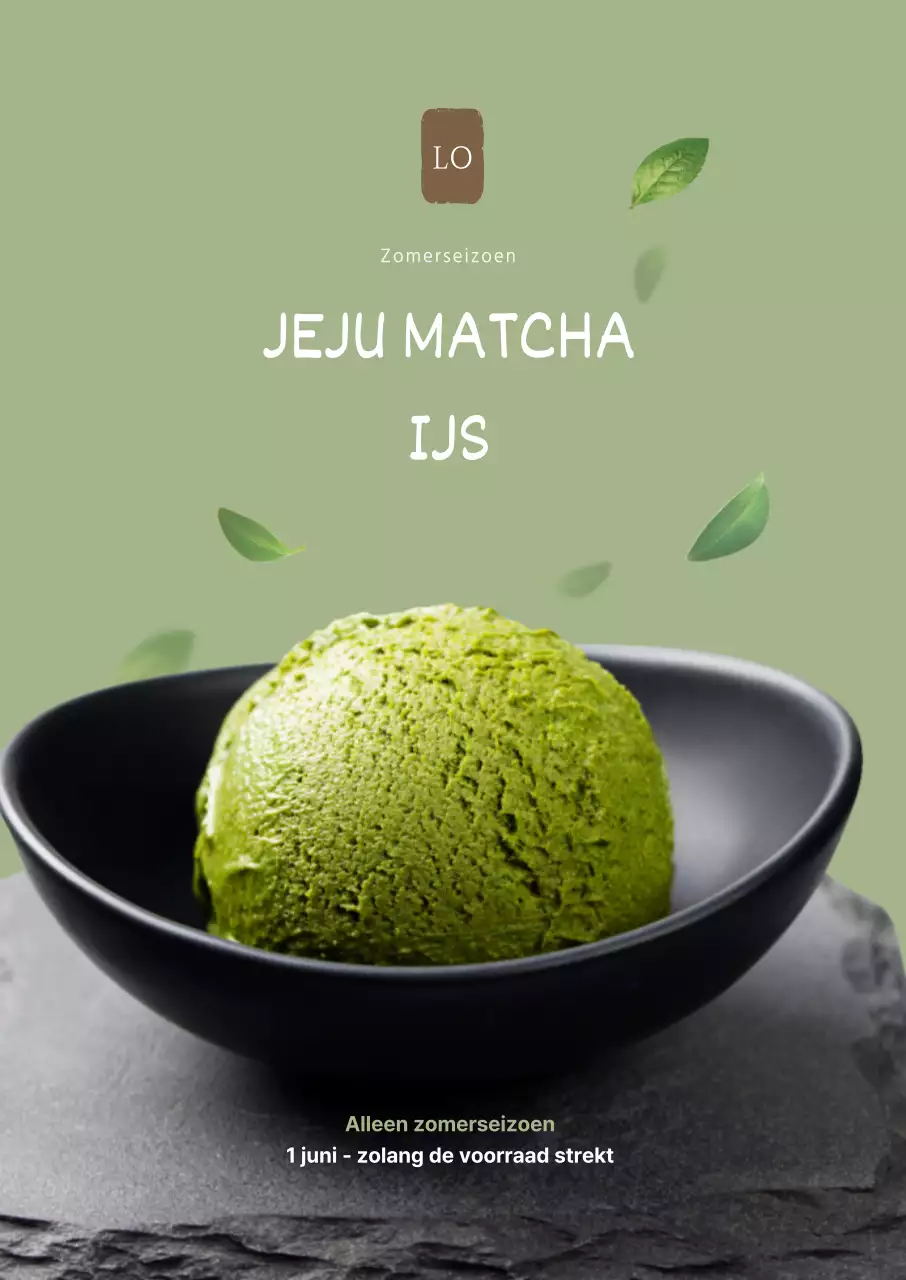 Eenvoudige groene banner voor een matcha ijscafé