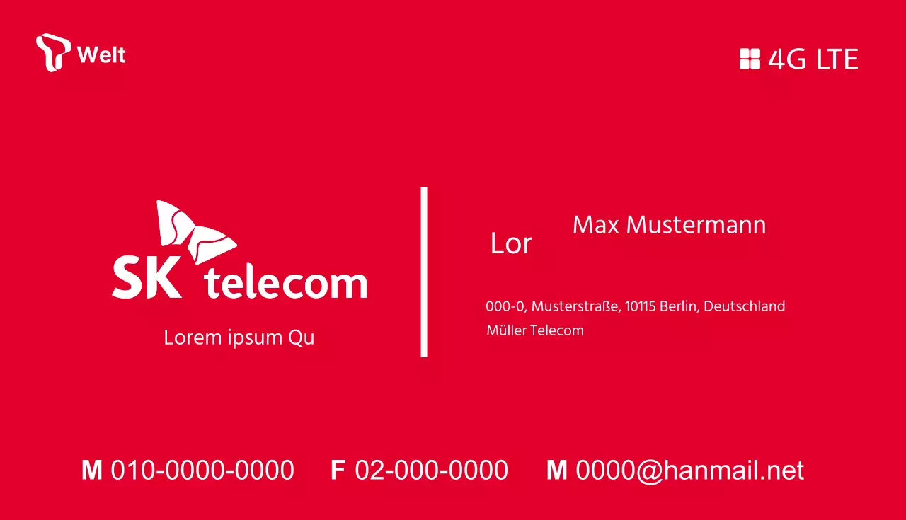 Einfache Visitenkarte in Rot und Orange