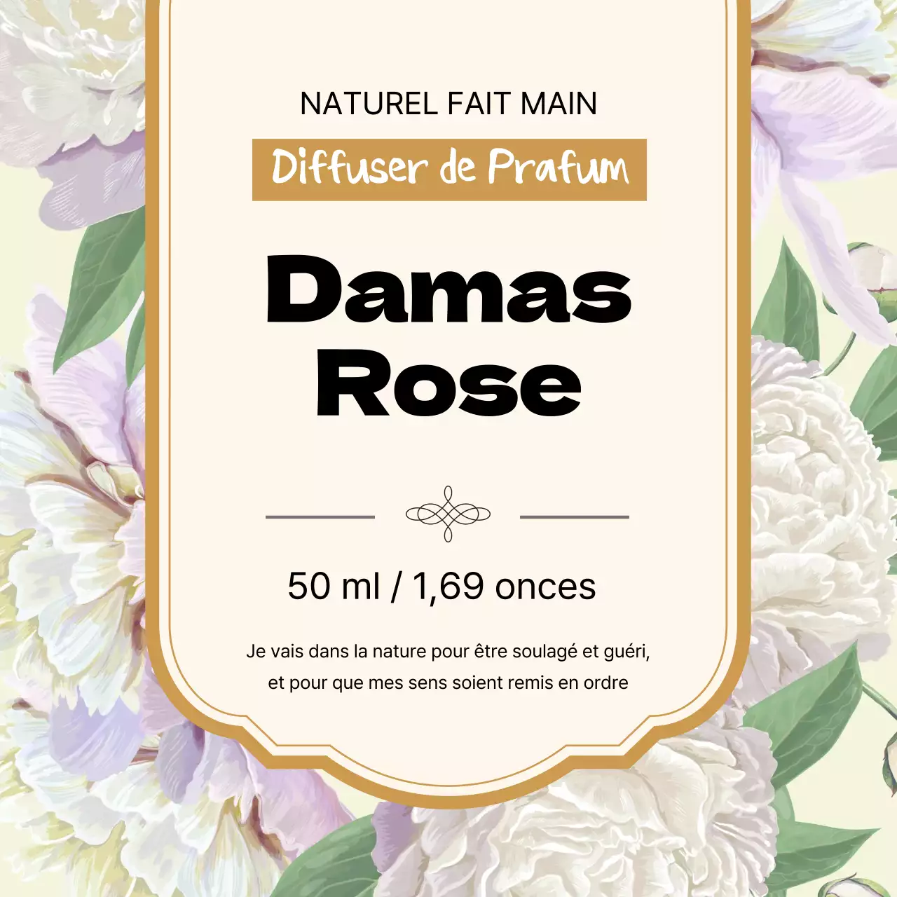 Étiquette de parfum vintage avec illustration jaune